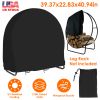 Round Firewood Rack Cover Waterproof Windproof UV Resistant 210D Oxford Cloth Outdoor Circular Wood Log Rack Cover 39.37x22.83x40.94in Black