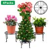 4Packs Iron Plotted Plant Stands Shelves Heavy Duty Round Flower Pot Holder Rack Home Yard Garden Patio Décor