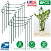 8Pcs Garden Plant Support Stake Half Round Iron Garden Plant Support Ring Green Border Support Plant Ring Cage For Rose Flowers Vine Tomato Hydrangea