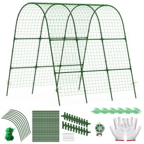 Cucumber Trellis for Raised Bed Arch Garden Trellis for Climbing Plants Vine Vegetables Fruit Flower Grape U-Shaped Frame with Climbing Net Tunnel Pla