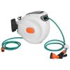 Retractable Garden Hose Reel Wall Mounted Automatic Water Hose Reel with Any Length Lock 8 Pattern Spraying Modes 180° Swivel Bracket