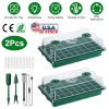 2Pcs 40 Cells Seed Starter Tray Plant Grow Light with 4 Adjustable Brightness Automatic Timing Setting Humidity Dome Plant Germination Garden