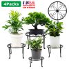 4Packs Iron Plotted Plant Stands Shelves Heavy Duty Round Flower Pot Holder Rack Home Yard Garden Patio Décor