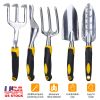 5Pcs Garden Tool Set Heavy Duty Aluminum Gardening Hand Tool Kit with Non-Slip Handle Rake Trowel Weeder Shovel