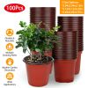 100Pcs 130mm 5.12in Plastic Plant Nursery Pots Garden Seedlings Flower Container Seed Starting Pots with 12Pcs Drainage Holes