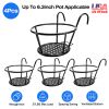 4Pcs Round Hanging Railing Planters Wrought Iron Flower Pot Holder Over The Rail Fence Plant Stand Basket 27LBS Load for Patio Balcony Porch Fence