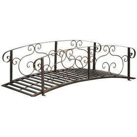 Outdoor Vintage Bronze Arch 6-ft Garden Bridge with Side-Rails