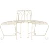 Half-Circle Outdoor Patio Garden Antique White Wrought Iron Tree Bench