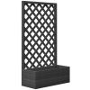 Outdoor Black Wooden Raised Garden Bed Planter Box with Lattice Trellis