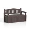 Heavy Duty Brown Plastic Outdoor Storage Garden Bench Patio Deck Box