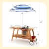 Kids Wooden Play Portable Cook Cart Set Navy/White Sun Proof Umbrella