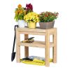 2 Tier Adjustable Cedar Wood Garden Storage Shelves - Made In USA
