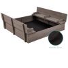 Sturdy Cedar Wood Kids Outdoor Sandbox with Benches in Grey Finish