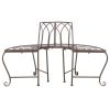 Outdoor Patio Garden Rustic Bronze Brown Wrought Iron Half-Circle Tree Bench