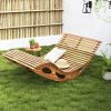2-Seater Adirondack Slatted Acacia Patio Dual Rocker Sunbed Wood Lounger
