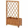 Solid Wood Outdoor Raised Garden Bed Planter with Lattice Trellis