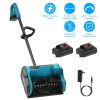 600W 21V 10In Cordless Snow Shovel Battery Powered Snow Thrower Heavy Duty Powered Shovel with 2 Batteries for Patio Deck Driveway
