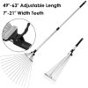 63in Adjustable Garden Leaf Rake 15 Teeth Expanding Stainless Steel Rake For Quick Clean Lawn Yard Garden w/ 7-21inch Teeth Width Folding Head