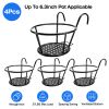 4Pcs Round Hanging Railing Planters Wrought Iron Flower Pot Holder Over The Rail Fence Plant Stand Basket 27LBS Load for Patio Balcony Porch Fence