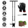 5 In 1 Bulb Planter Tool Long Handle Gardening Bulb Transplanter with Gloves Brush Serrated Base Dual Pedal Digging Holes to Plant Tulips Iris Daffodi