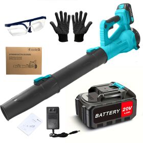 Cordless Leaf Blower 20V Electric Leaf Blower With4.0Ah Batteries And Fast Charger, Variable Speed, Turbo Mode, Battery Powered Handheld Leaf Blo (Color: Blue)