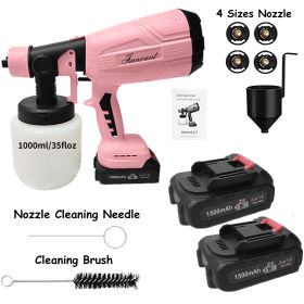 Paint Sprayer 200W High Power Electric Spray Paint With Adjustable Spray Width Knob 4 Nozzles,Easy To Clean For Paint Sprayer For Furniture Garde (Color: PINK)