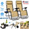2Packs Zero Gravity Lounge Chair w/ Dual Side Tray 330lbs Load Foldable Recliner Chair w/ Stress Relief Pillow Patio Poolside Beach Lying Chair
