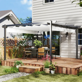 Retractable Pergola Canopy (Color: White)