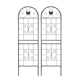 Metal Garden Trellis, 2 Pack Metal Trellis For Climbing Plants, Indoor Outdoor Plant Trellis For Potted Plants, House Plants, Climbing Vines, Flo (Color: Black)