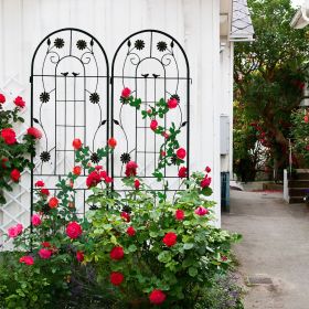 2 Pack Metal Garden Trellis 71" x 19.7" Rustproof Trellis for Climbing Plants Outdoor Flower Support (Color: Black)