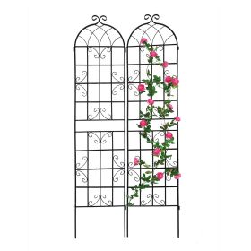 2 Pack Metal Garden Trellis 86.7" x 19.7" Rustproof Trellis for Climbing Plants Outdoor Flower Support (Color: Black)