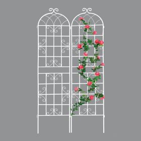 2 Pack Metal Garden Trellis 86.7" x 19.7" Rustproof Trellis for Climbing Plants Outdoor Flower Support (Color: CREAM WHITE)