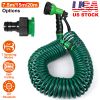 EVA Recoil Garden Hose Flexible Self-coiling Water Hose with 3/4” and 1/2” Adapter with 7 Spraying Modes for Boat Greenhouse Yard Patio